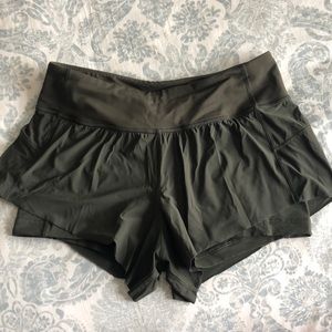 Lululemon army green running shorts